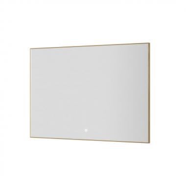 Прямоугольное зеркало , мет. рама, подсв., сенсор, антизапотевание, 100*70 GOLD	