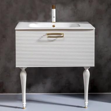 Мебель для ванной тумба Vallessi Avantgarde Linea 80 белая-золото (842-080-WG)	