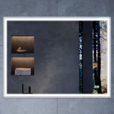 Зеркало LED VLM-3VN100-2 1000х800 c сенсорным выключателем и диммером, антизапотевание	