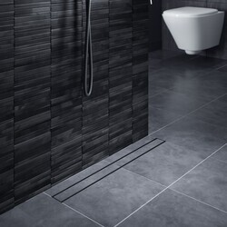 Душевой лоток TIMO Drain System 600 с двусторонней панелью plate под плитку, черный