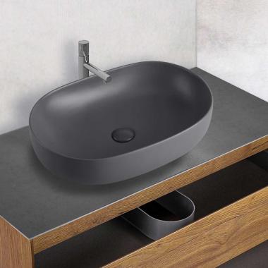 Раковина керамическая Vincea VBS-113MA, 600*415*135, накладная, цвет антрацит матовый	