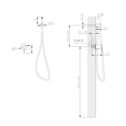 Смеситель ABBER Emotion AF8825G с гигиеническим душем, золото матовое