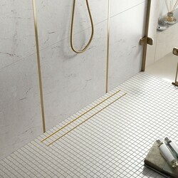 Душевой лоток TIMO Drain System 900 с двусторонней панелью plate под плитку, золото матовое