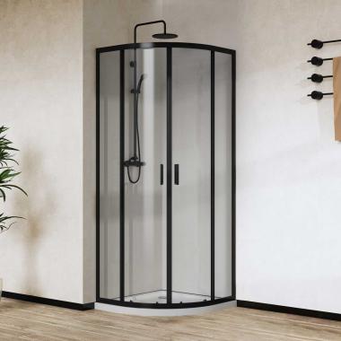 Душевой уголок City VSQ-5CT900CLB, 900*900, черный матовый, стекло прозрачное	