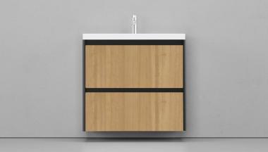 Мебель для ванной тумба Velvex Klaufs 80.2Y-617.217 Черный матовый + дерево, 2 ящика (tpKLA.80.2Y-617.217)	