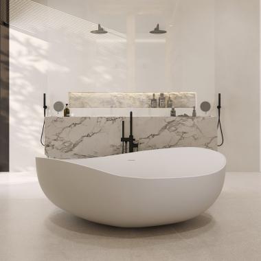 Ванна из искусственного камня ABBER Stein AS9639 белая матовая	