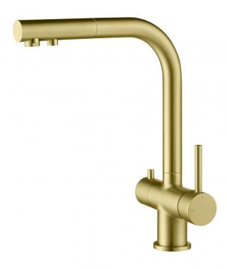 Смеситель Timo Saona 2356/17FL с выдвижной лейкой, золото матовое	