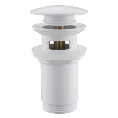 Донный клапан ABBER AF0010W с переливом, клик-клак, белый матовый	