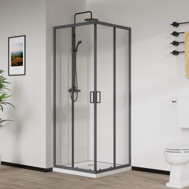 Душевой уголок City VSS-5CT9010CLGM, 1000*900, вороненая сталь , стекло прозрачное Vincea VSS-5CT9010CLGM	