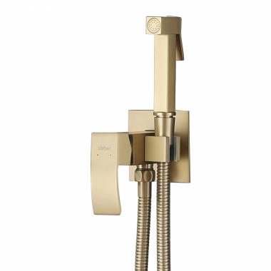 Смеситель ABBER Wasserfall AF8625G с гигиеническим душем, золото матовое	