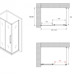 Душевой уголок ABBER Schwarzer Diamant AG30100MH-S85M