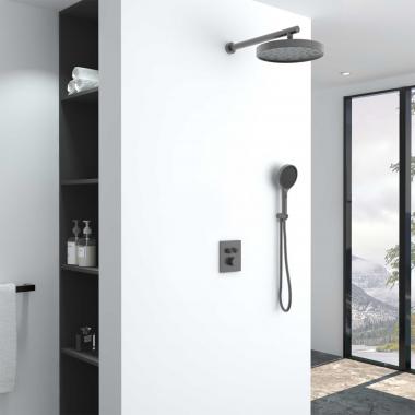 Душевой комплект Inspire VSFW-3I21MT2GM встраиваемый, термостат, двухрежимный, вороненая сталь	