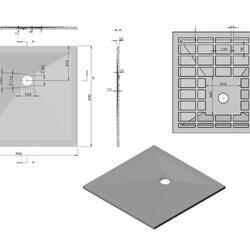 Поддон для душа из искусственного камня VST-4SR9090G, 900*900*25, серый