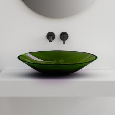 Раковина накладная прозрачная ABBER Kristall AT2812Emerald зеленая	