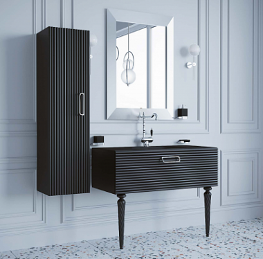 Мебель для ванной тумба Vallessi Avantgarde Linea 80 черная-хром (842-080-BCR)	