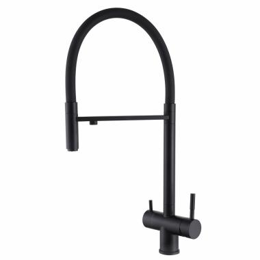 Смеситель ABBER Wasser Kreis AF81141B для кухни с подключением фильтра и выдвижной лейкой, черный матовый	