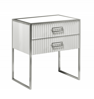 Тумба MONACO 80см h84см белая глянец + хром под раковину моноблок	