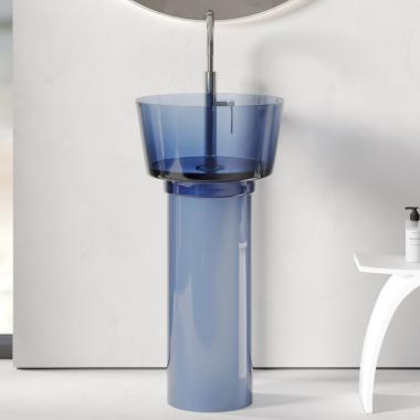 Раковина отдельностоящая прозрачная ABBER Kristall AT2702Saphir синяя	