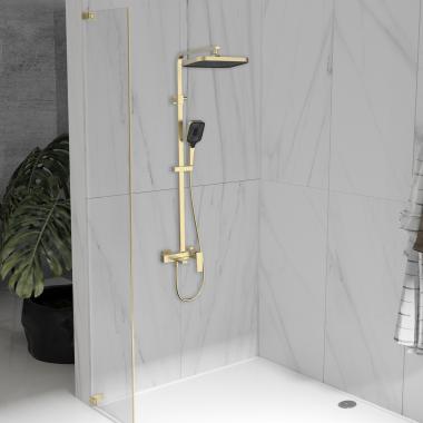 Душевая стойка Cube VSFS-4C12BG с изливом, брашированное золото	