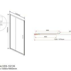Душевая дверь Garda VDS-1G135CLGM, 1350, вороненая сталь, стекло прозрачное