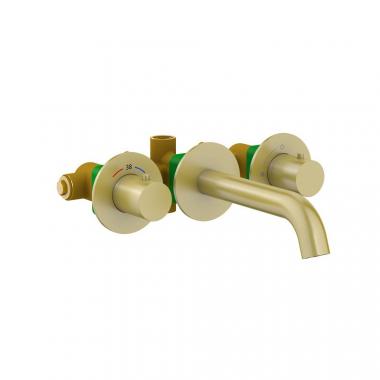 Смеситель для раковины встроенный с термостатом Timo Saona 2381/17SM золото матовое	