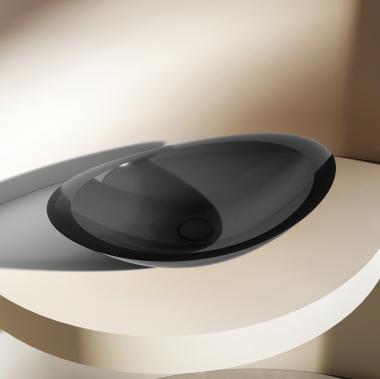 Раковина накладная прозрачная ABBER Kristall AT2808Onyx черная	