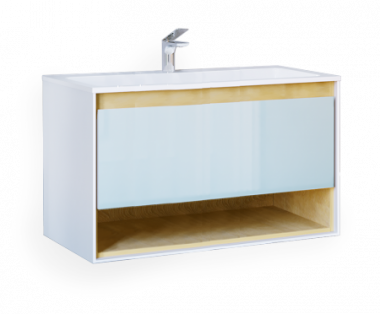 Мебель для ванной тумба Jorno Glass 100 подвесной (Gla.01.97/P/W)	