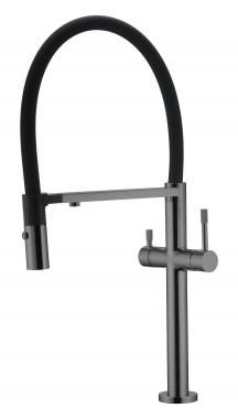 Смеситель для кухни UNO Shine Gun Metal c краном для питьевой воды	