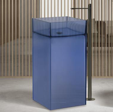 Раковина отдельностоящая прозрачная ABBER Kristall AT2707Saphir синяя