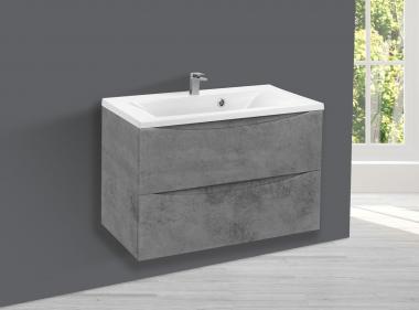 База под раковину Mia 800 подвесная, 2 выкатных ящика soft close, Beton	