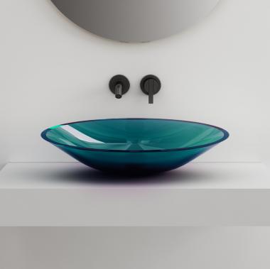 Раковина накладная прозрачная ABBER Kristall AT2812Aquamarin бирюзовая	