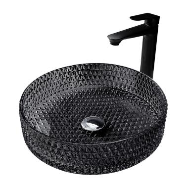 Раковина накладная стеклянная ABBER Glas AK2301B черная	