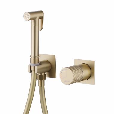 Смеситель ABBER Rund AF8725G с гигиеническим душем, золото матовое	