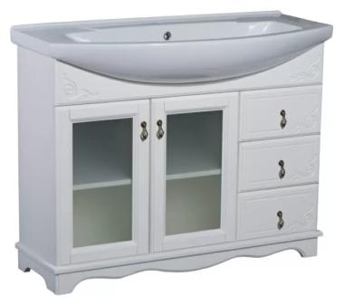 Мебель для ванной тумба Bas Варна 3 ящ. 85 стекло белый	