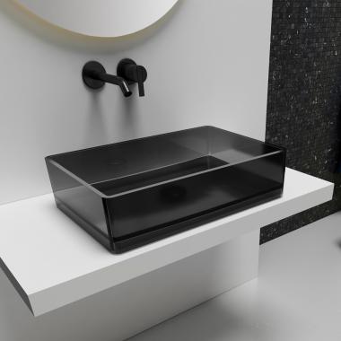 Раковина накладная прозрачная ABBER Kristall AT2803Onyx черная	