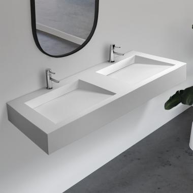 Раковина подвесная ABBER Stein AS2643-1.5 двойная, белая матовая	