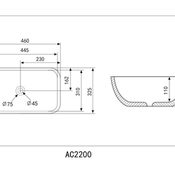 Раковина накладная ABBER Rechteck AC2200MG серая матовая
