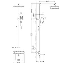 Душевая стойка Timo Tetra-Thermo SX-0169/03 с термостатом, черная матовая