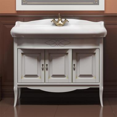 Мебель для ванной тумба Opadiris Лоренцо 100 белый с бежевой патиной	