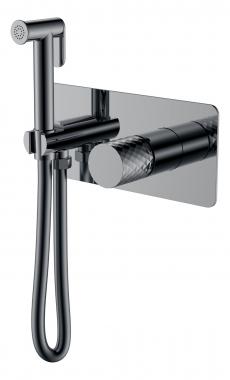 Смеситель гигиенический STICK Shine Gun Metal c ручкой DIAMOND	