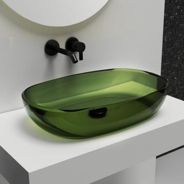 Раковина накладная прозрачная ABBER Kristall AT2805Emerald зеленая	