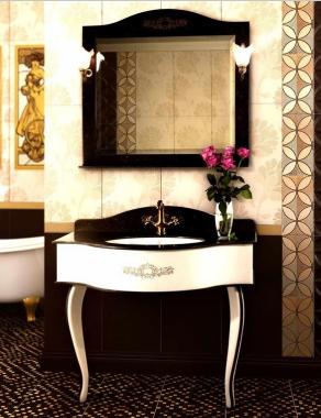 Мебель для ванной тумба Vod Ok Верди 100 чёрная PE-814 + умывальник врезной Vitra 6069 B003-0012	