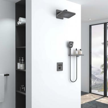 Душевой комплект Inspire VSFW-3I21MT4RGM встраиваемый, термостат, двухрежимный, вороненая сталь	