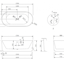 Акриловая ванна ABBER AB9436-1.7 белая