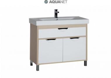 Мебель для ванной тумба Aquanet Гретта 100 светлый дуб фасад белый 171575	