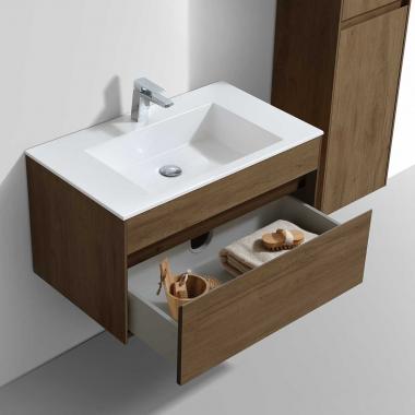 База под раковину Chiara 800 подвесная, 1 выкатной ящик soft-close, T.Oak	
