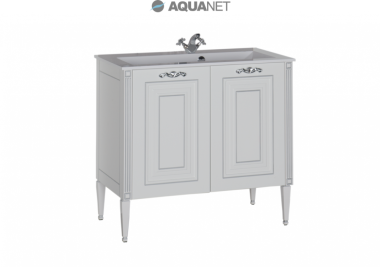 Мебель для ванной тумба Aquanet Паола 90 белая патина серебро 181762	