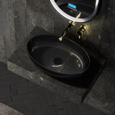 Раковина накладная карбоновая ABBER Karbon AK2041 черная	