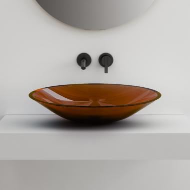 Раковина накладная прозрачная ABBER Kristall AT2812Opal коричневая	