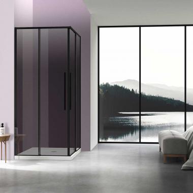 Душевой уголок Slim-N VSS-4SN900CGB, 900*900, черный, стекло тонированное	